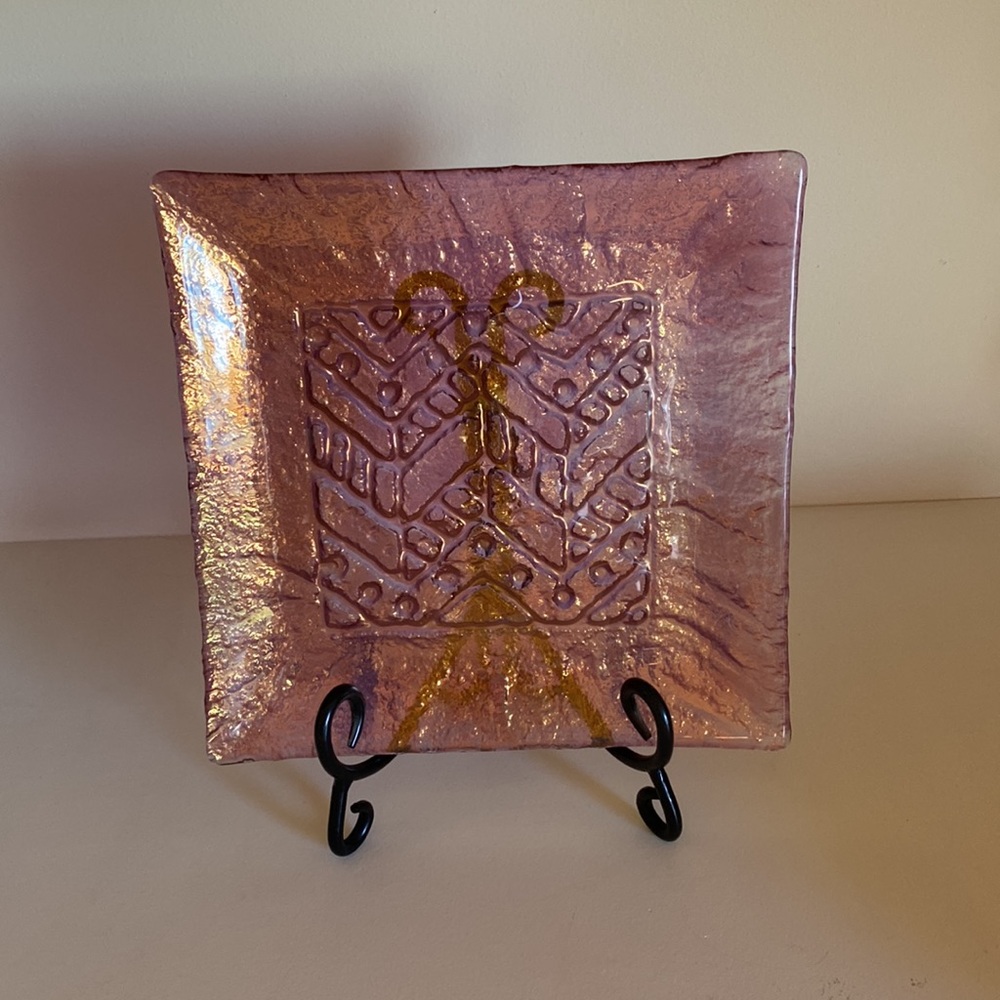 NWOT Beautiful Never Used Square Iridescent Gold and Lavender Toned Server.